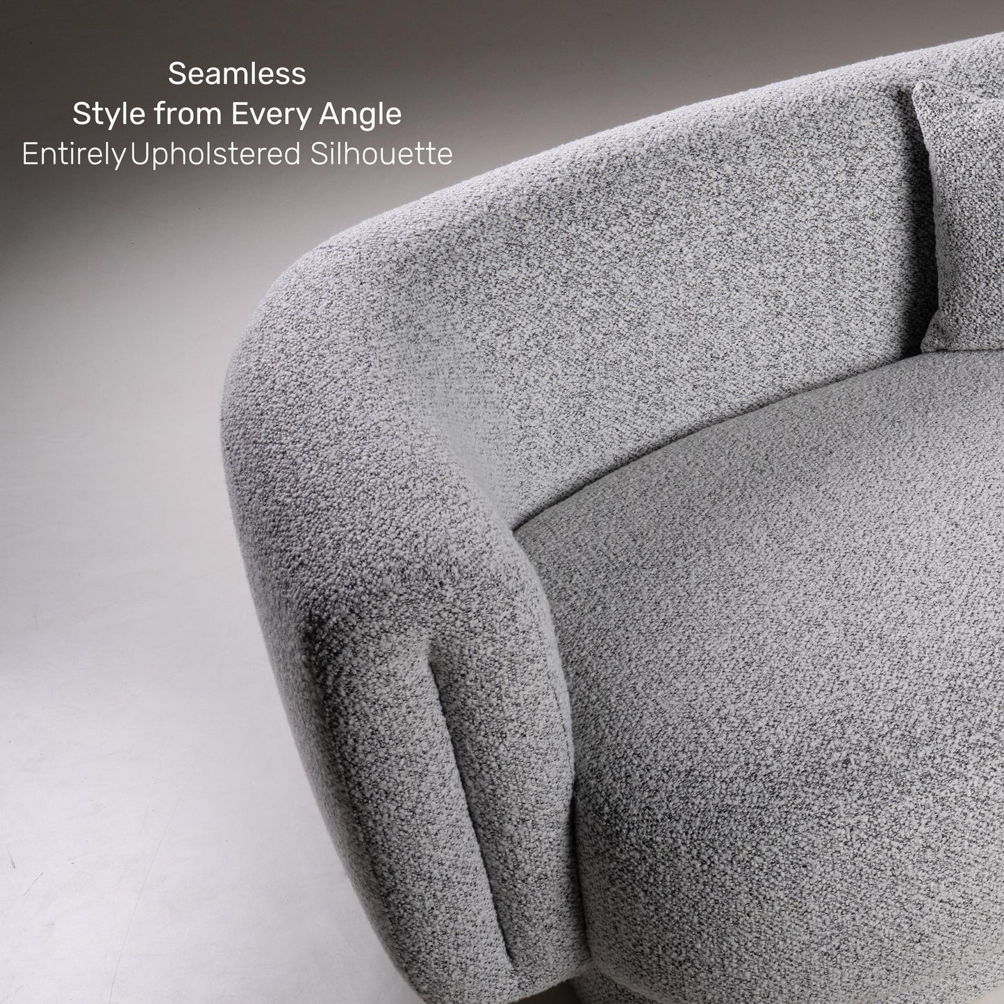 Boucle 2 Seater Curved Sofa in Moonlight Grey