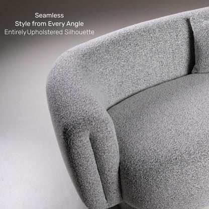 Boucle 2 Seater Curved Sofa in Moonlight Grey
