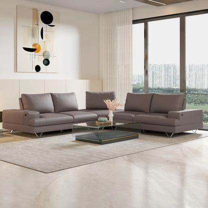 Leatherette Sectional Sofa with USB Port