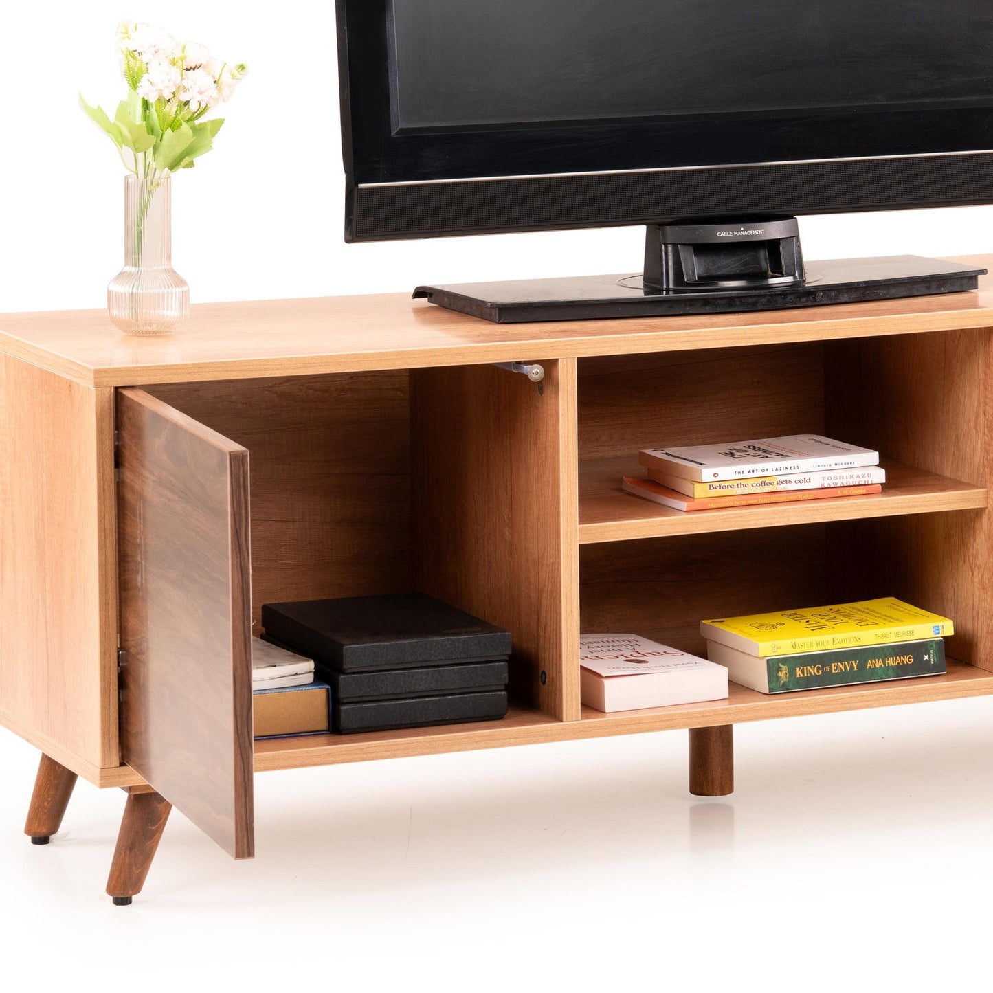 TV Unit in Oak Brown Finish with Laminate Top