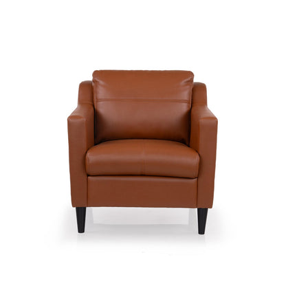 Leatherette 1 Seater Sofa in Tan Brown