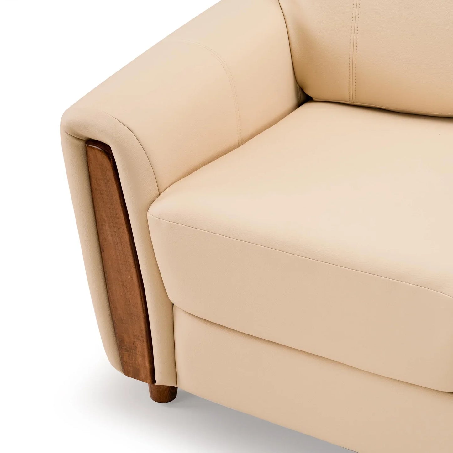 Leatherette 3 Seater Sofa in Cream White