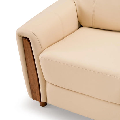 Leatherette 3 Seater Sofa in Cream White