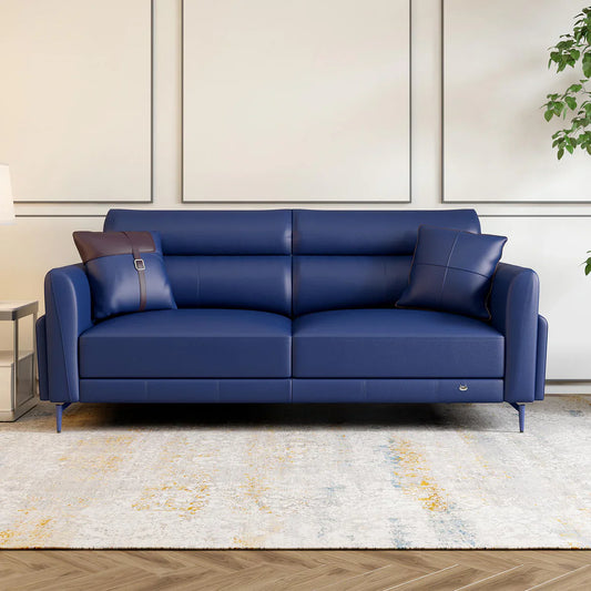 Leatherette 3 Seater Sofa in Galaxy Blue