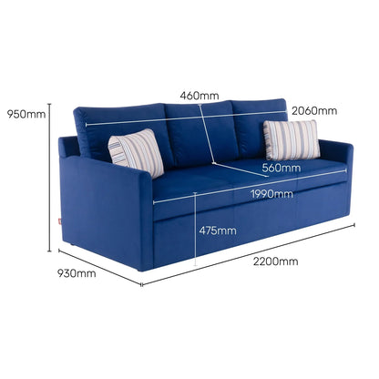 Corduroy Sofa Cum Bed in Midnight Blue