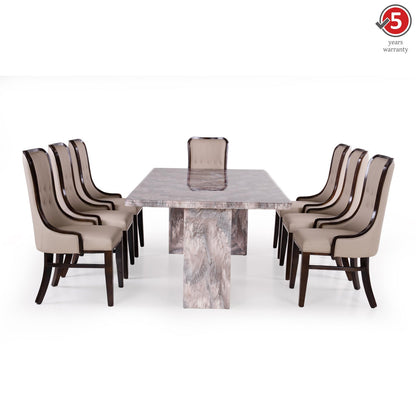 8 Seater Dining Set with Marble Finished Top