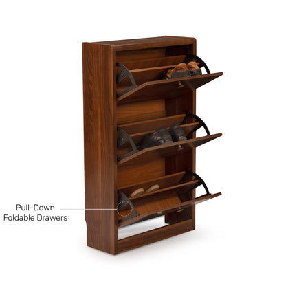 Shoe Cabinet with Pull-Down Foldable Drawers