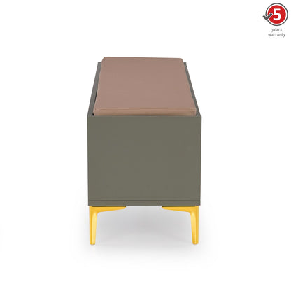 Fluted Shoe Cabinet with Leatherette Seat