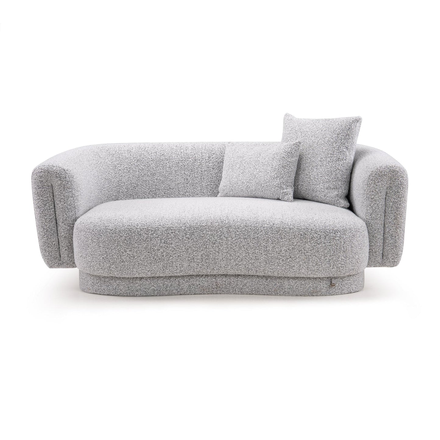 Boucle 2 Seater Curved Sofa in Moonlight Grey