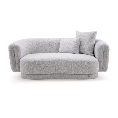Boucle 2 Seater Curved Sofa in Moonlight Grey