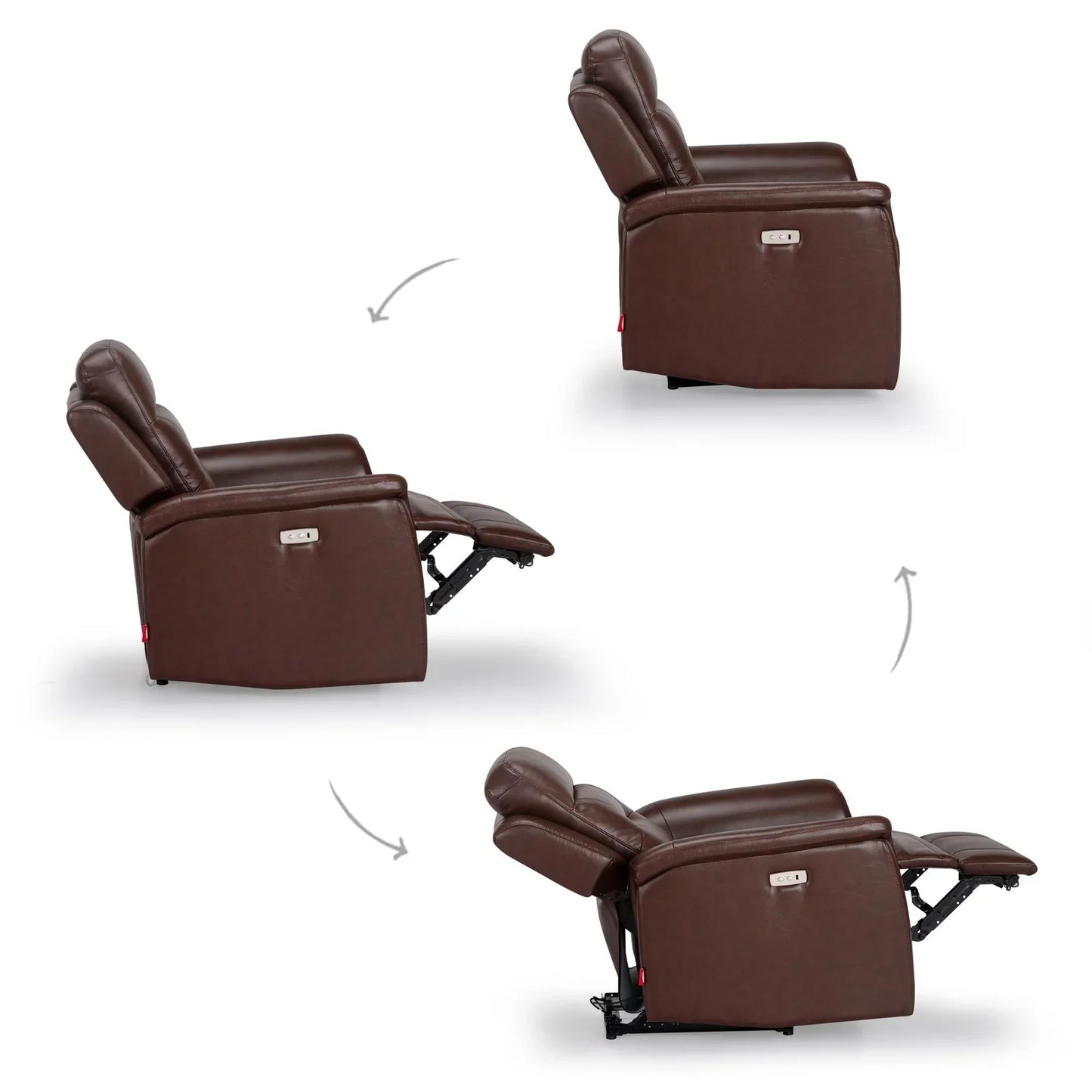 Leather 3 Seater Power Recliner with 2 USB Ports