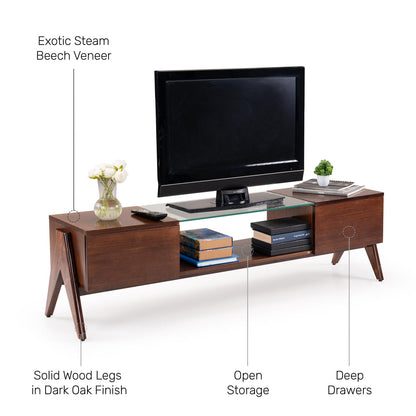 Veneer TV Unit in Dark Oak Finish