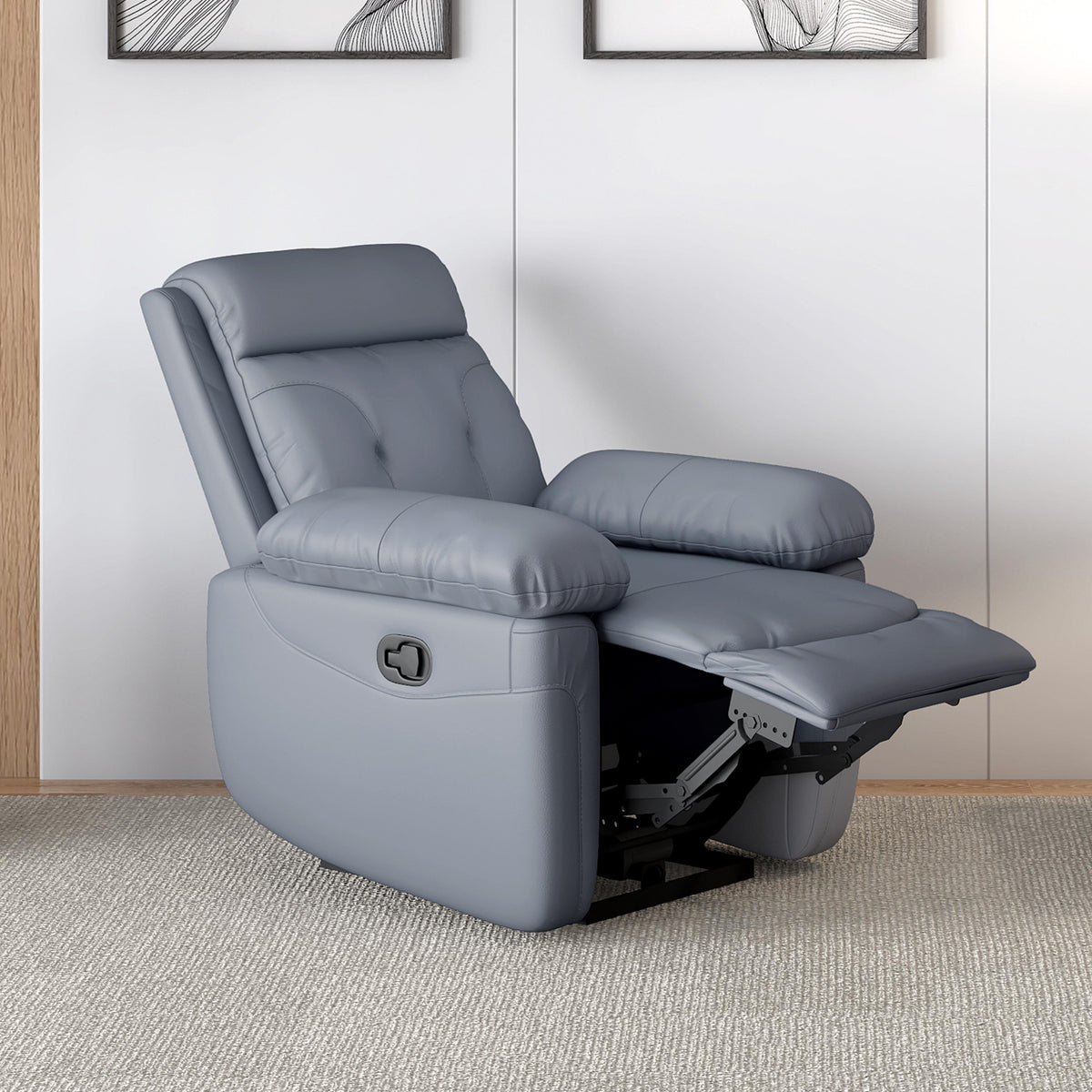 Leatherette 1 Seater Manual Reclining Sofa