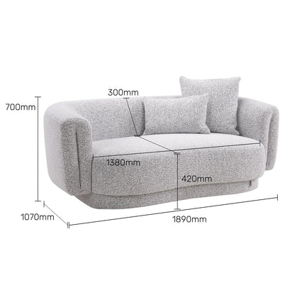Boucle 2 Seater Curved Sofa in Moonlight Grey