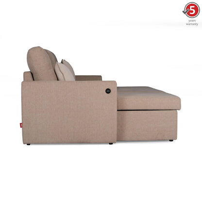Fabric Sofa Cum Bed with Storage Chaise