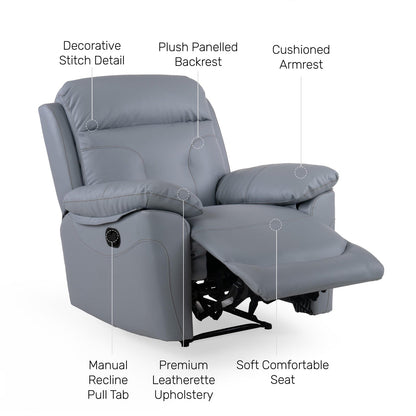 Leatherette 1 Seater Manual Reclining Sofa