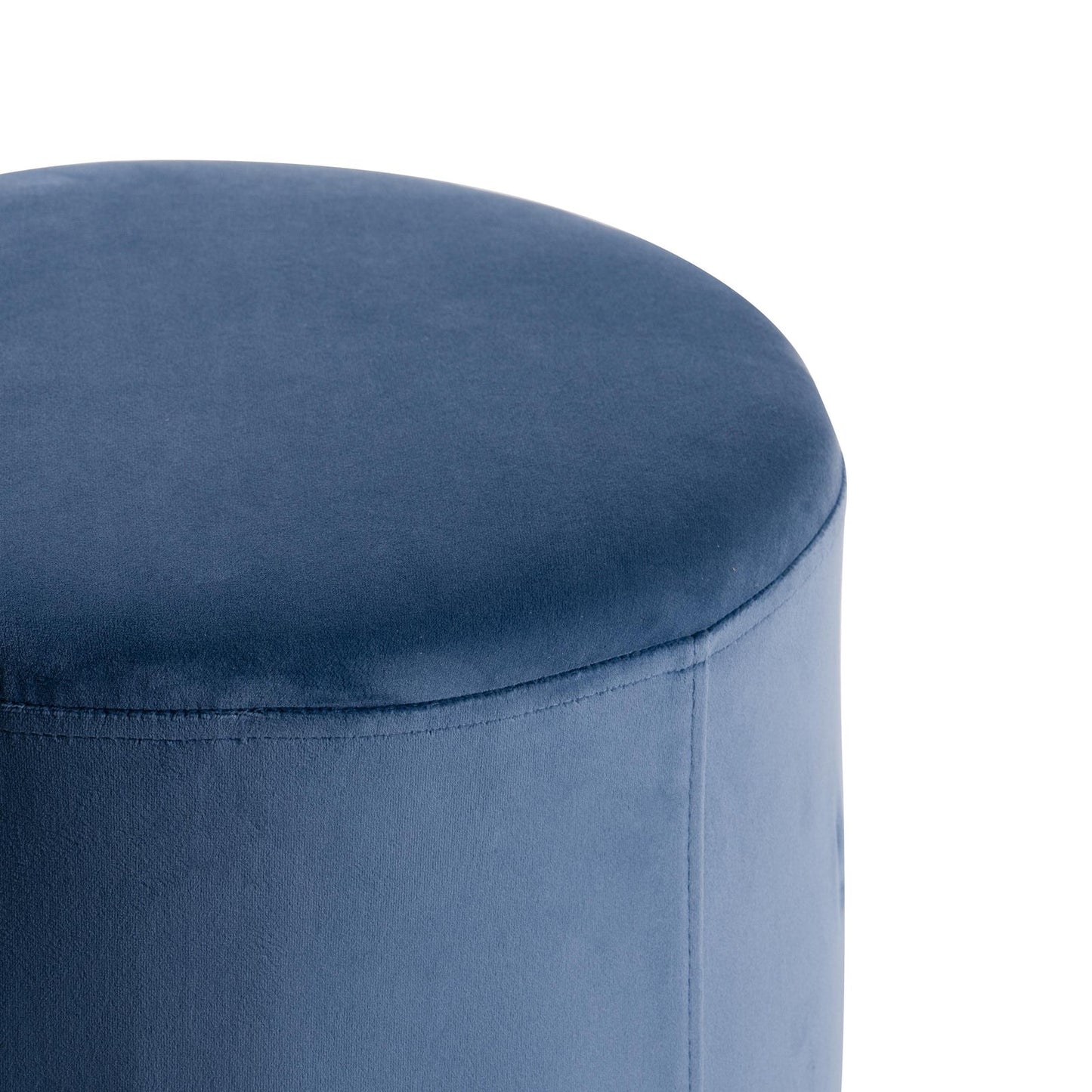 Velvet Round Ottoman in Orchid Blue