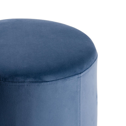 Velvet Round Ottoman in Orchid Blue