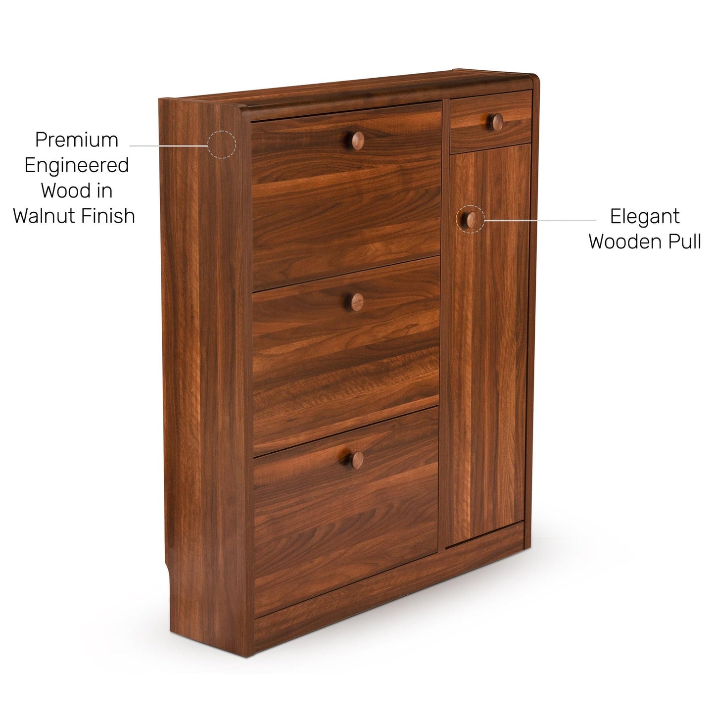 Shoe Cabinet with Pull-Down Foldable Drawers
