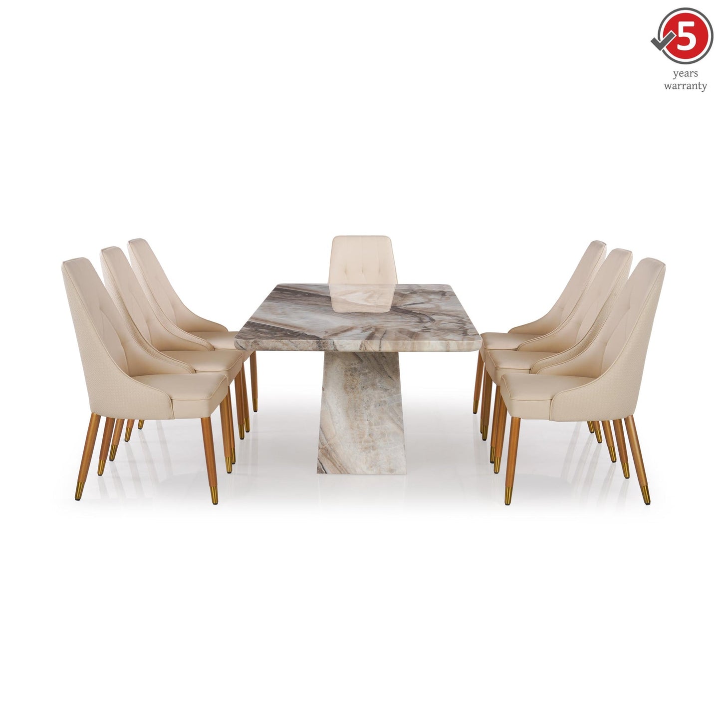 8 Seater Dining Set with Marble Finished Top