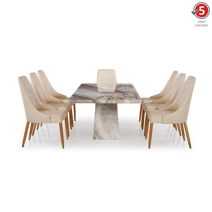 8 Seater Dining Set with Marble Finished Top