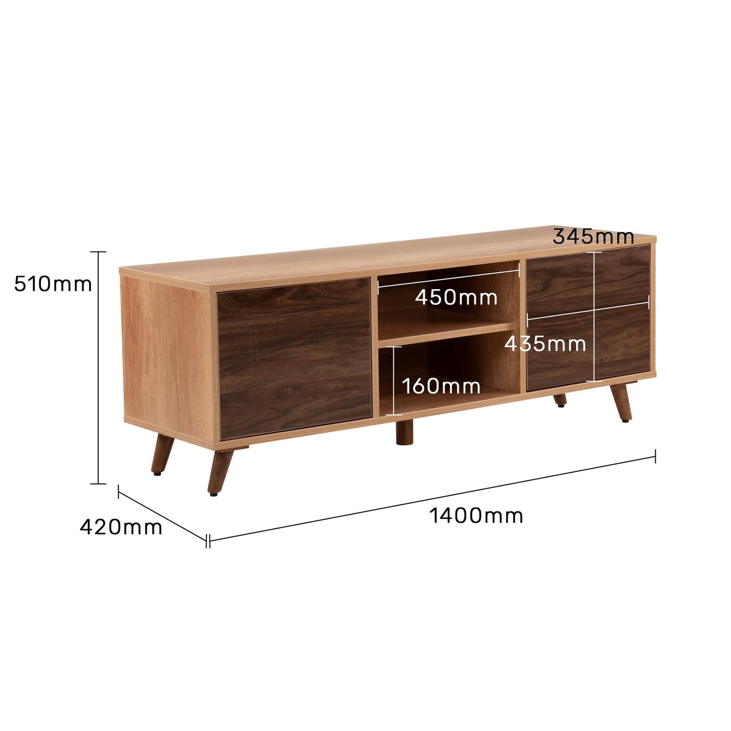 TV Unit in Oak Brown Finish with Laminate Top