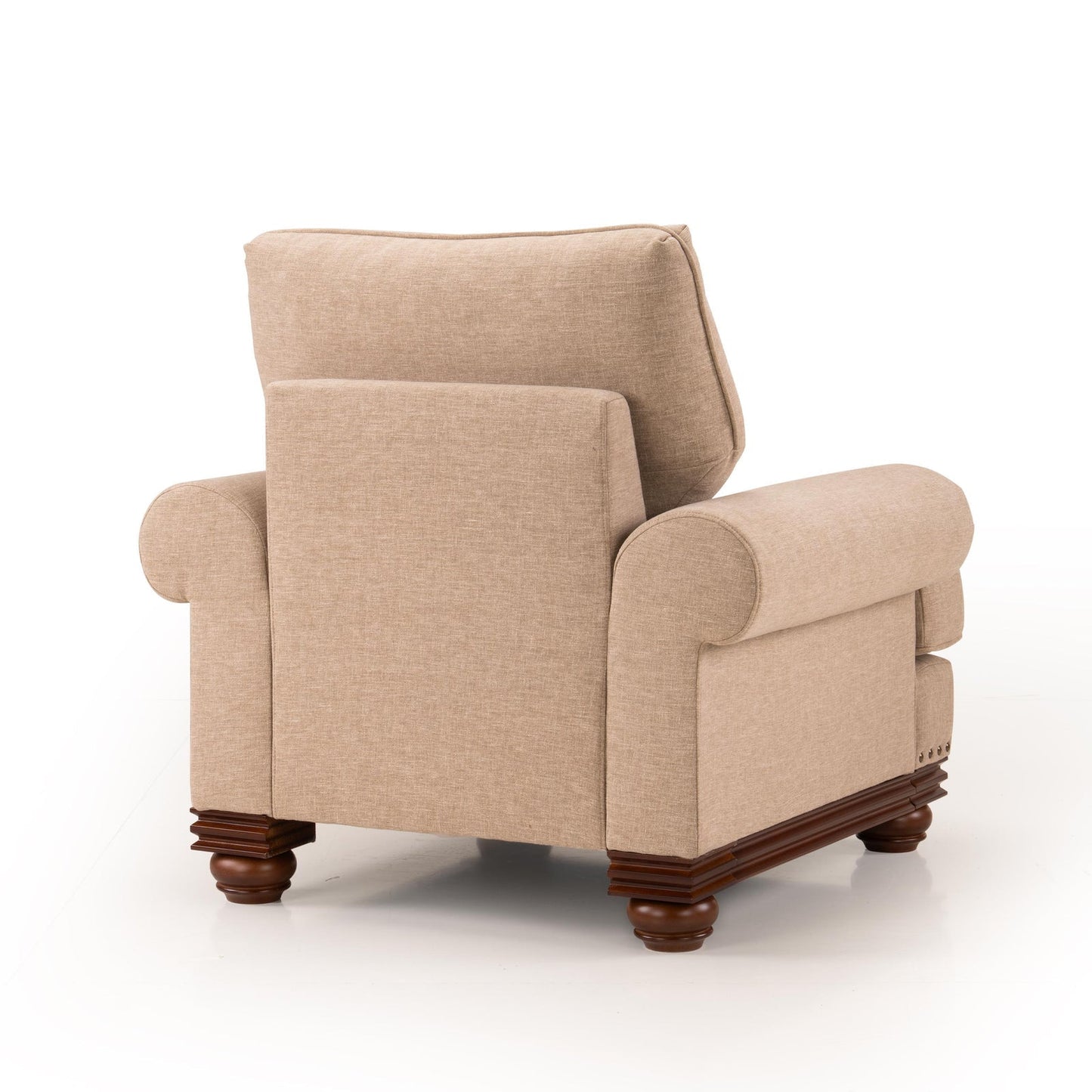 Linen 1 Seater Rolled Arms Sofa in Smokey Taupe