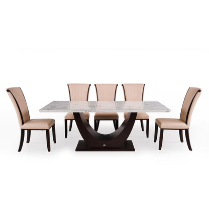 8 Seater Dining Set with Marble Finished Top