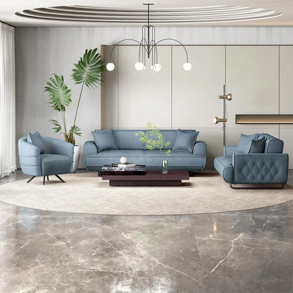Boucle 1 Seater Sofa in Teal Blue