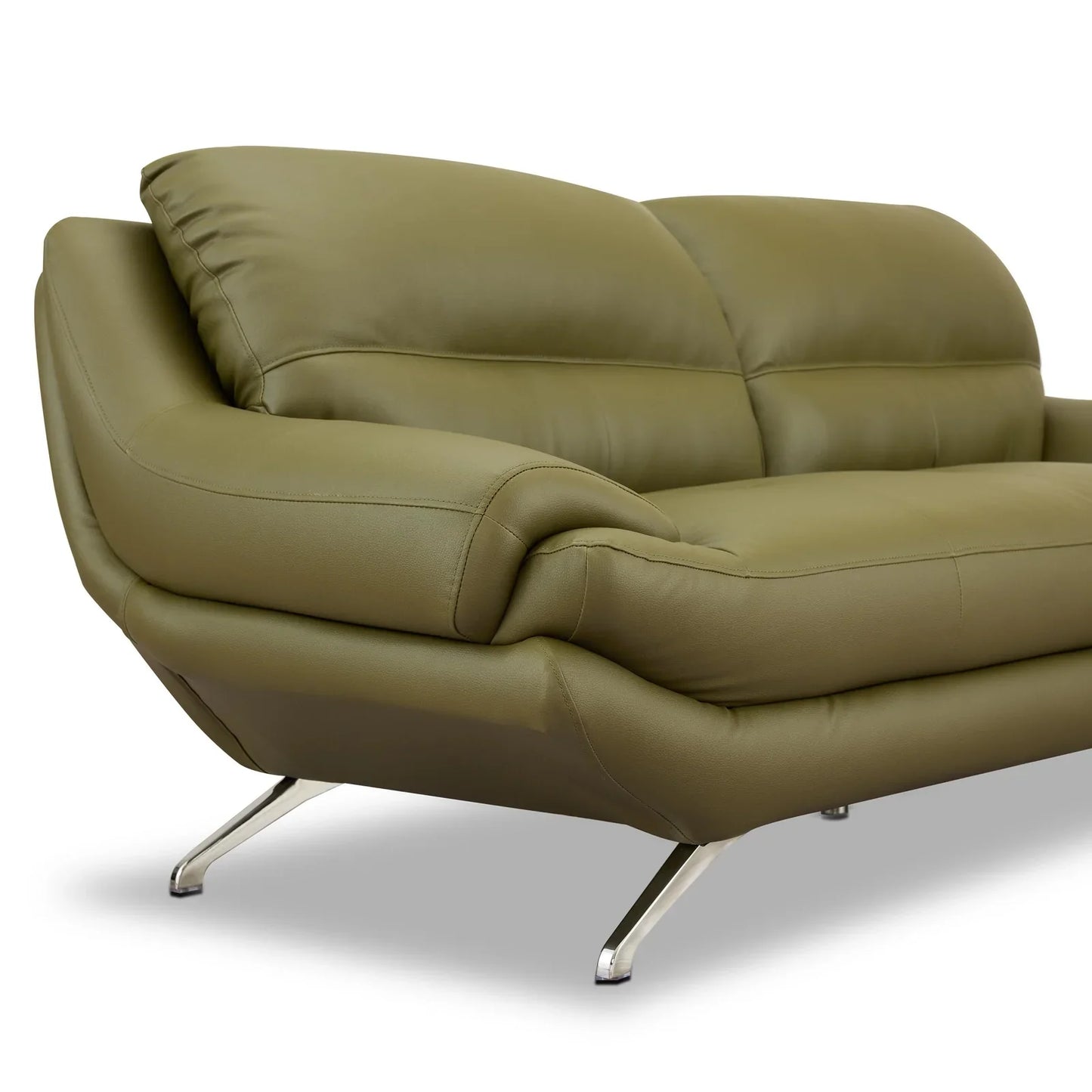 Leatherette 3 Seater Sofa in Olive Green