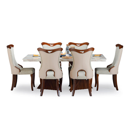 6 Seater Dining Set with Marble Finished Top