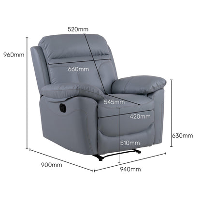 Leatherette 1 Seater Manual Reclining Sofa