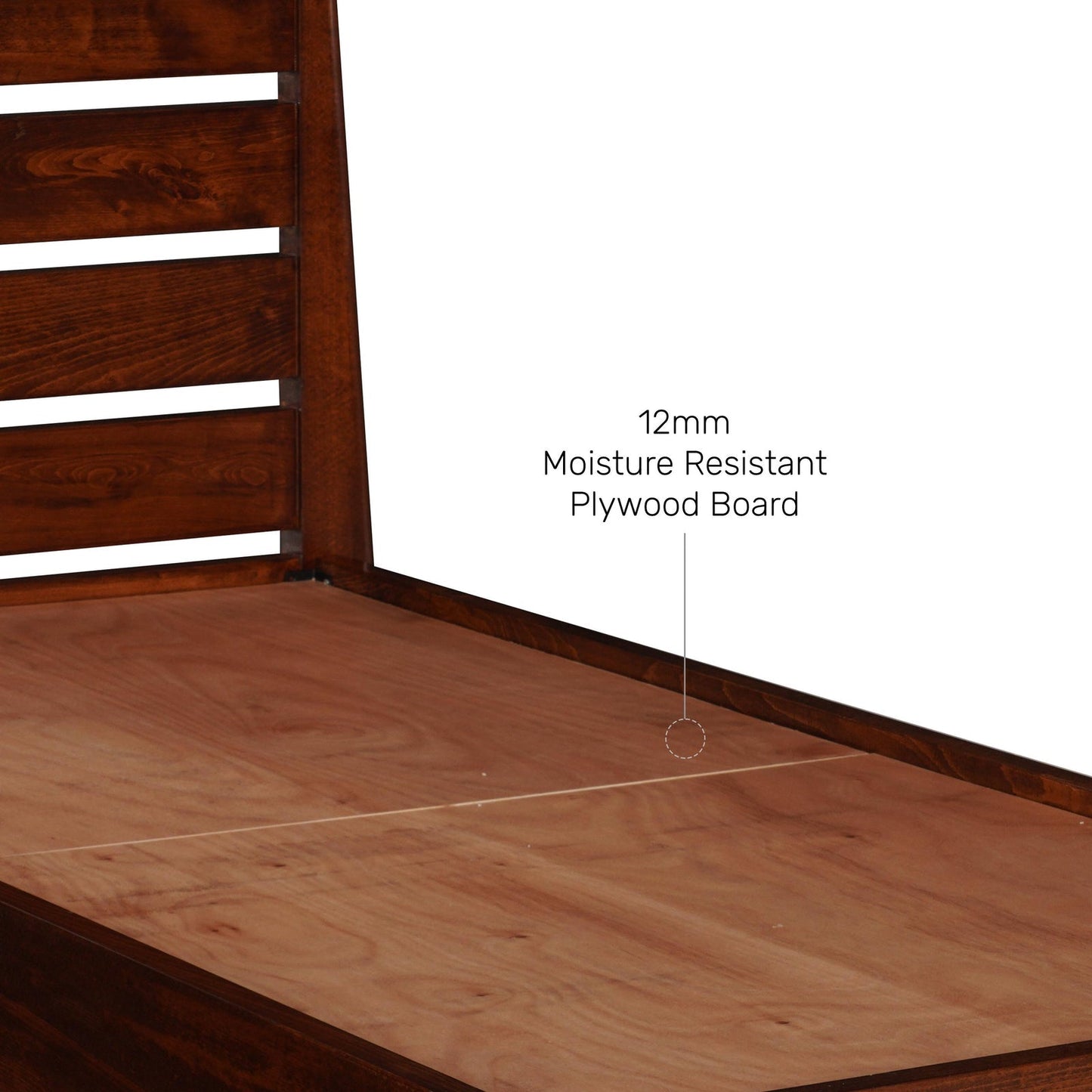 Solid Wood Single Size Bed, Dark Oak Finish