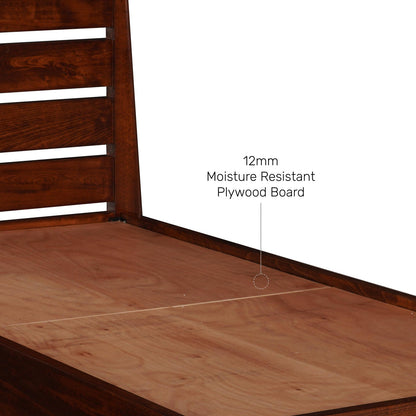 Solid Wood Single Size Bed, Dark Oak Finish