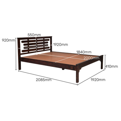 Solid Wood King Size Bed in Walnut Finish