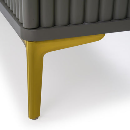 Glass Top TV Unit in Grey with Fluted Detail