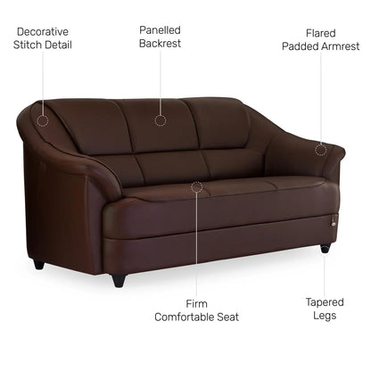 Leatherette 3 Seater Sofa in Cocoa Brown