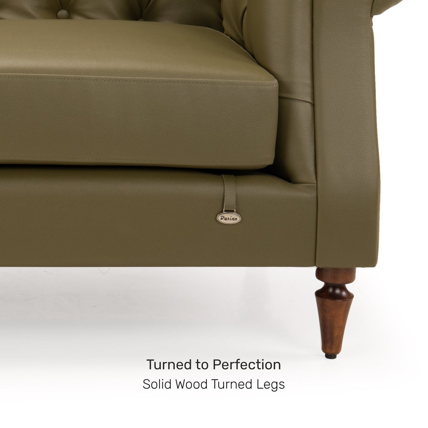Leatherette 1 Seater Chesterfield Sofa in Olive Green