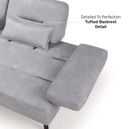 Suede L Shaped Sofa with Extendable Backrest