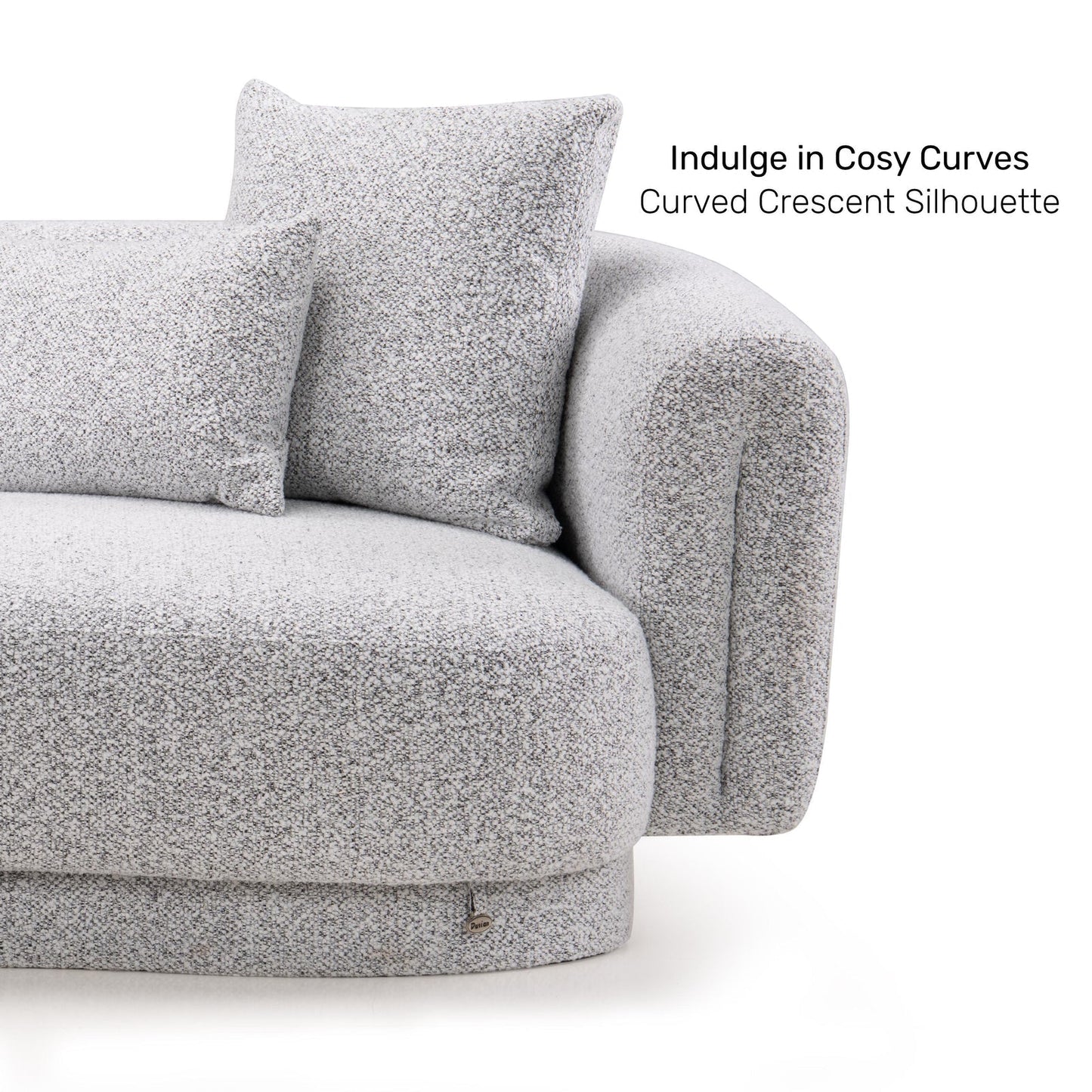 Boucle 2 Seater Curved Sofa in Moonlight Grey