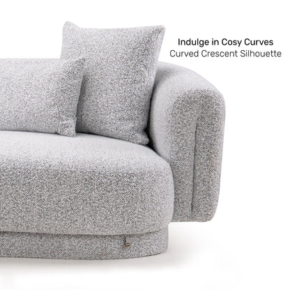 Boucle 2 Seater Curved Sofa in Moonlight Grey