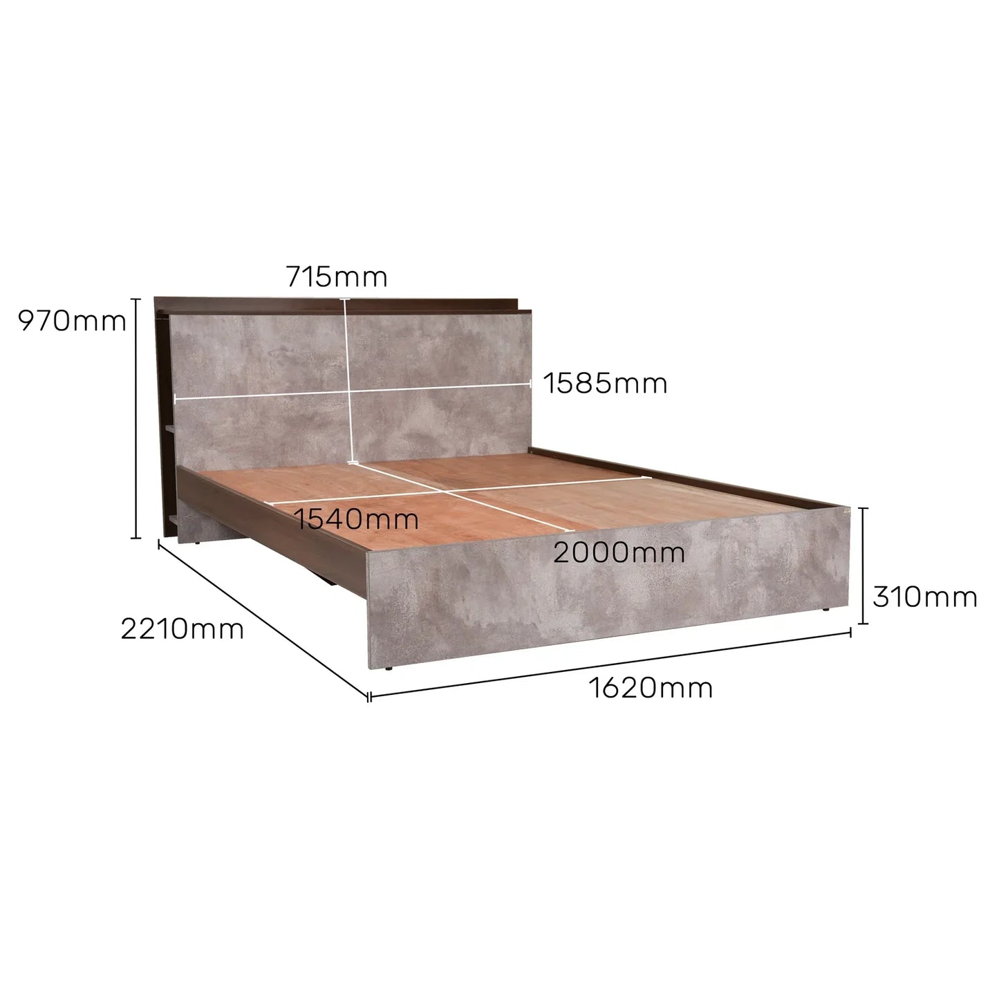 Queen Size Bed with Storage Headboard