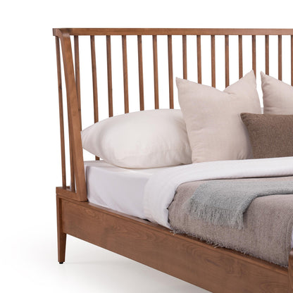 Slatted Wingback Solid Wood King Size Bed