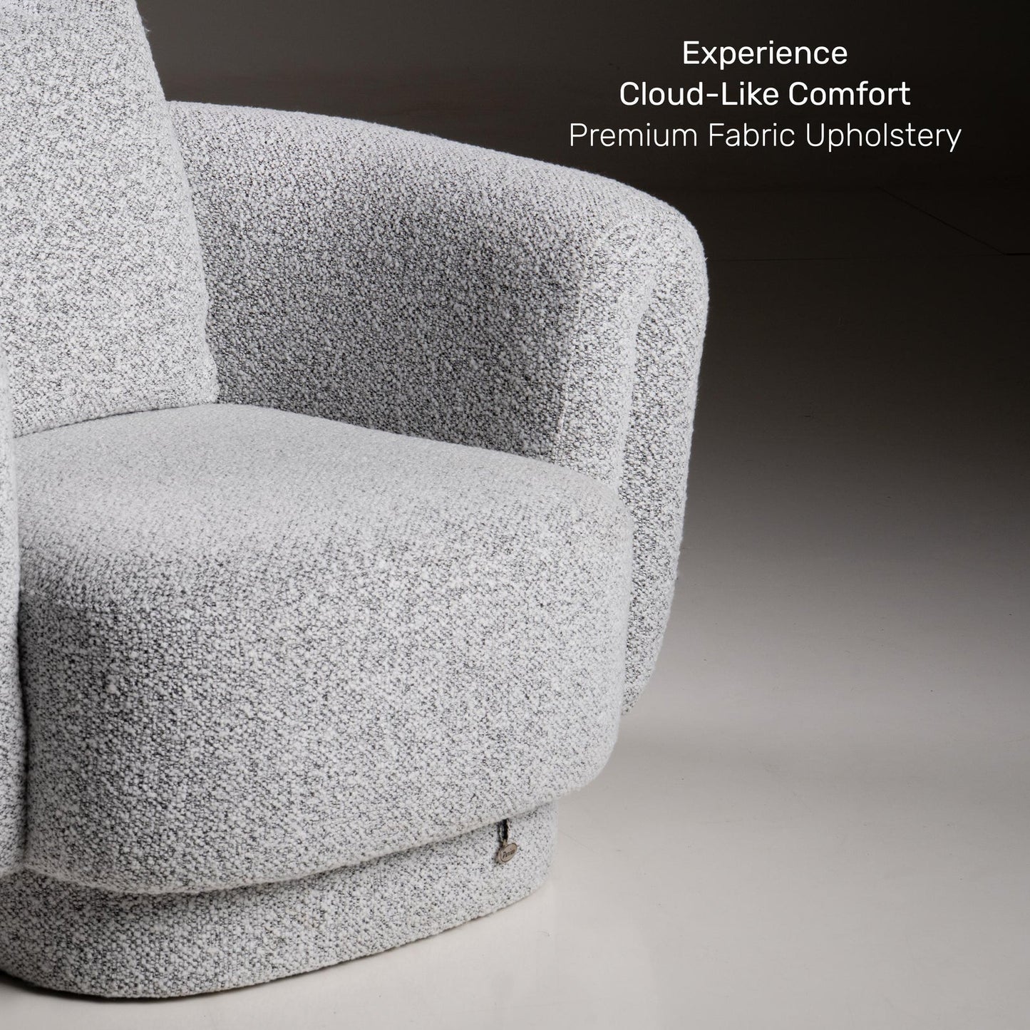 Boucle 1 Seater Curved Sofa in Moonlight Grey