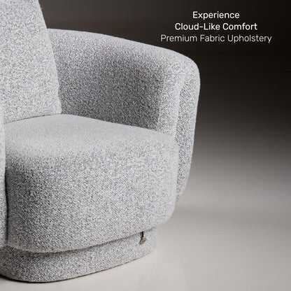 Boucle 1 Seater Curved Sofa in Moonlight Grey