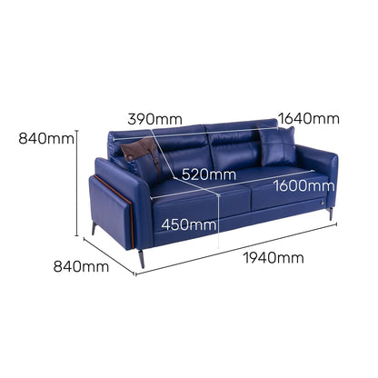Leatherette 3 Seater Sofa in Galaxy Blue