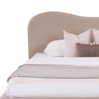 Curved Upholstered Low-Profile Queen Size Bed