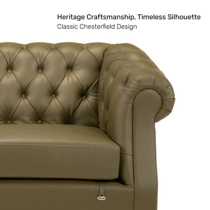 Leatherette 1 Seater Chesterfield Sofa in Olive Green