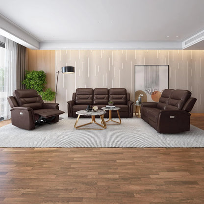 Leather 2 Seater Power Recliner with 2 USB Ports