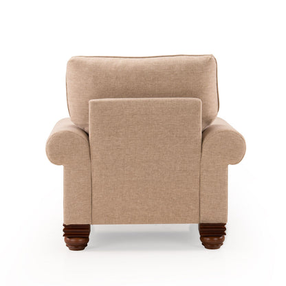 Linen 1 Seater Rolled Arms Sofa in Smokey Taupe